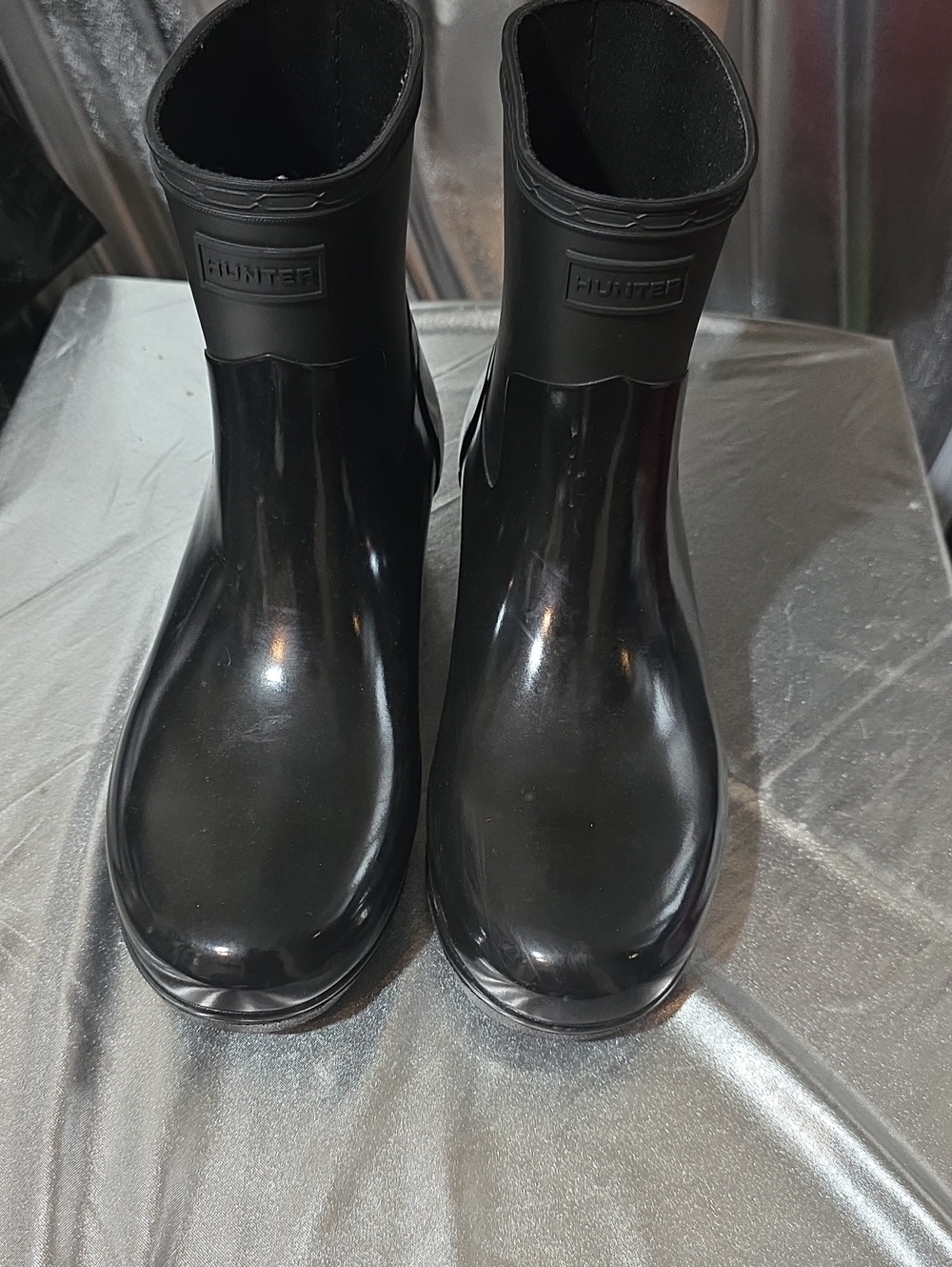 Hunter Men's Black Gloss Short Rain Boots
